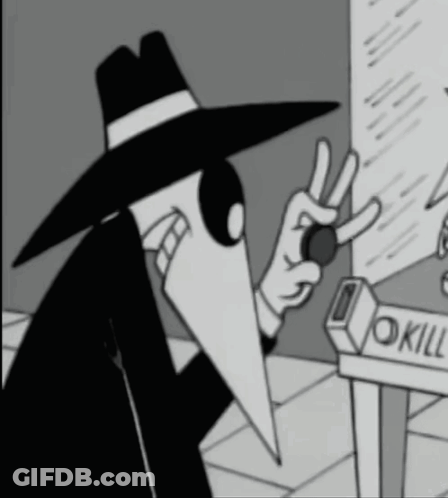 Black And White Cartoon Character Holding Kill Sign GIF