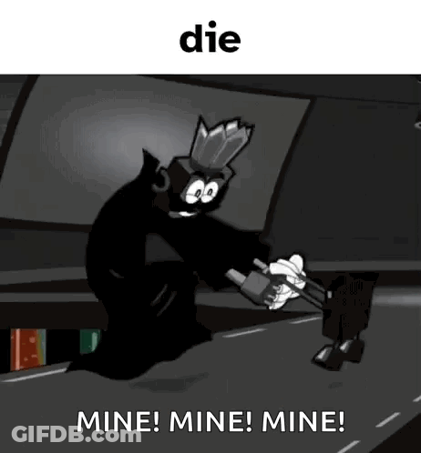 Black And White Cartoon Character Saying Mine GIF
