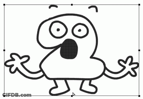 Black And White Cartoon Character Surprised Face And Arms GIF