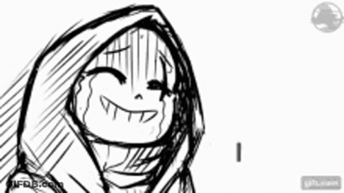 Black And White Cartoon Character Wearing Hood GIF
