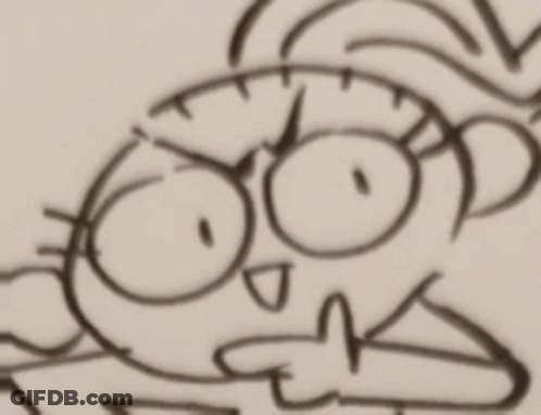 Black And White Cartoon Character With Big Eyes And Glasses GIF