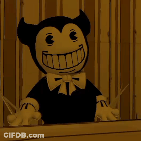 Black And White Cartoon Character With Big Smile GIF