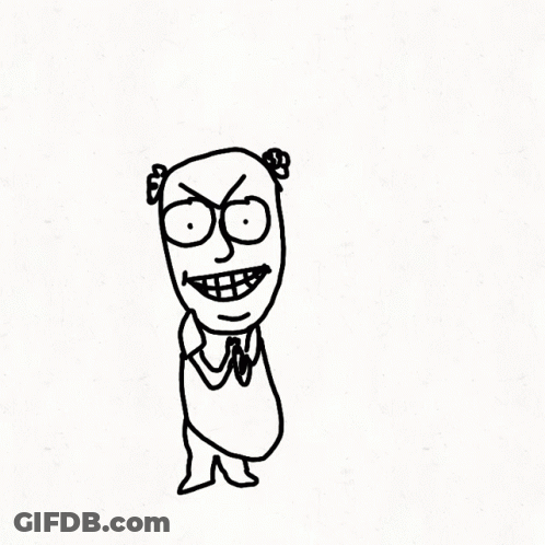Black And White Cartoon Character With Big Smile GIF