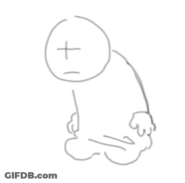 Black And White Cartoon Character With Cross On Head GIF