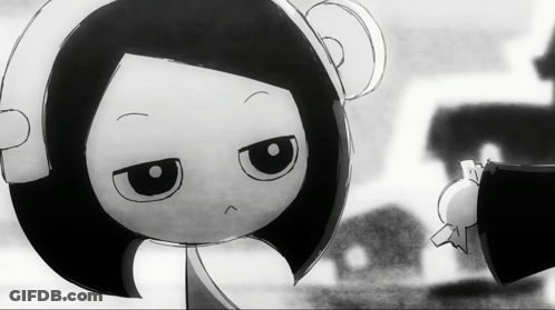 Black And White Cartoon Character With Headphones GIF