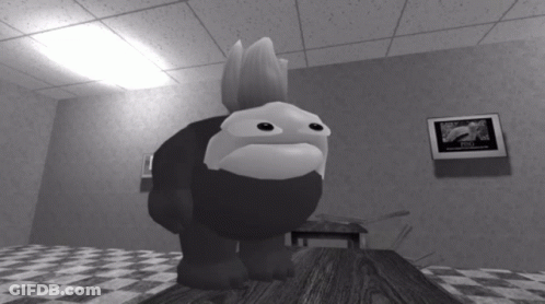 Black And White Cartoon Character With Pizza Sign GIF