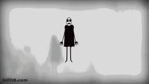 Black And White Cartoon Character With Skull On Face GIF