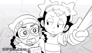 Black And White Cartoon Characters Taking Selfie GIF