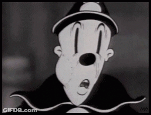 Black And White Cartoon Clown With Mustache And Hat GIF