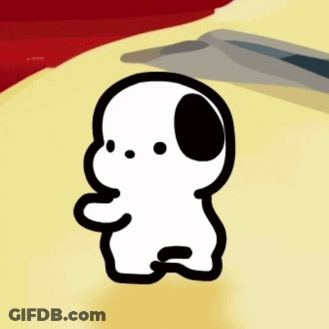 Black And White Cartoon Dog Standing On Yellow GIF