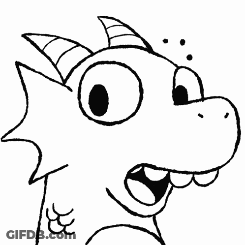 Black And White Cartoon Dragon GIF