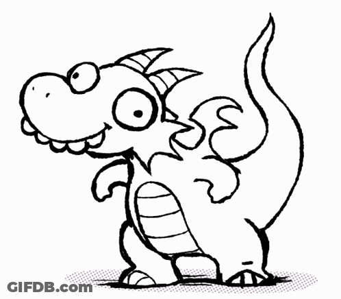 Black And White Cartoon Dragon With Wings GIF