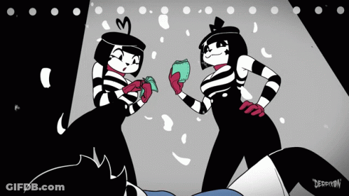 Black And White Cartoon Drawing Of Two Mimes Derryon GIF
