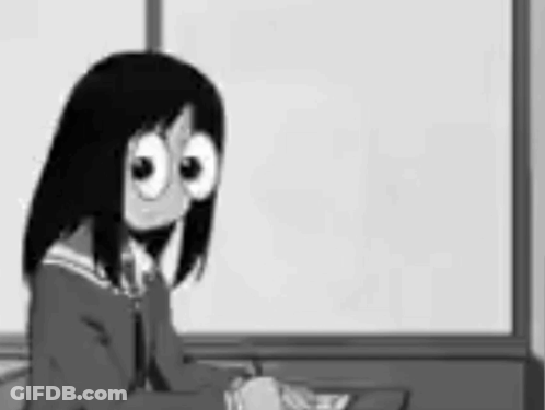 Black And White Cartoon Girl With Big Eyes GIF