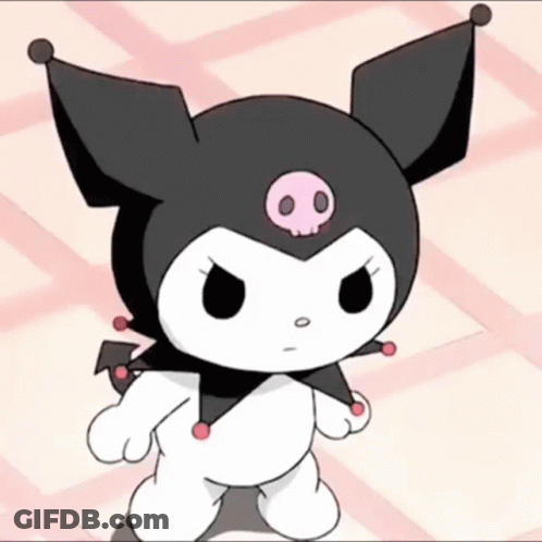 Black And White Cartoon Girl With Pink Skull GIF