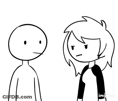 Black And White Cartoon Man And Woman Standing Together GIF