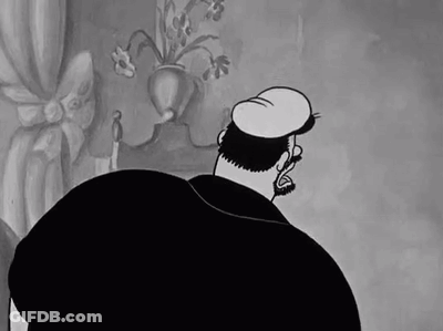 Black And White Cartoon Man With Beard In Hat And Jacket GIF