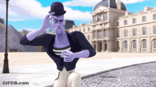 Black And White Cartoon Of Two Mimes With Derryon GIF