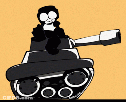 Black And White Cartoon On Tank GIF