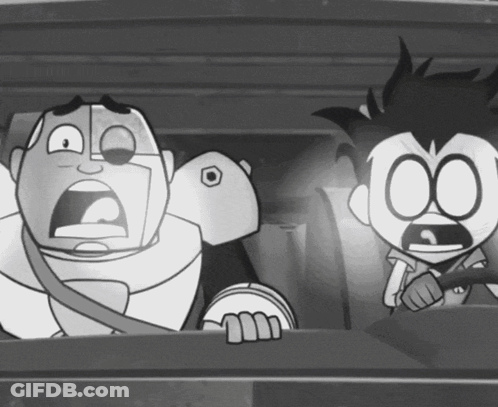 Black And White Cartoon Robot And Boy GIF