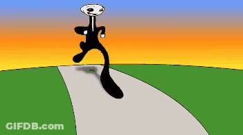 Black And White Cartoon Running Down Road GIF