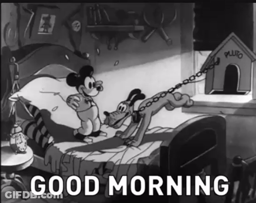 Black And White Cartoon Saying Good Morning GIF