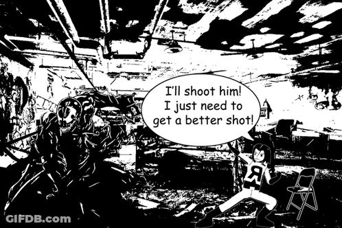 Black And White Cartoon Saying I'll Shoot Him GIF