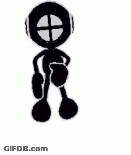 Black-And-White Cartoon Silhouette With Cross On Face GIF