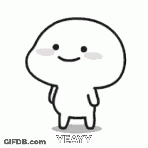 Black And White Cartoon Smiling Character GIF