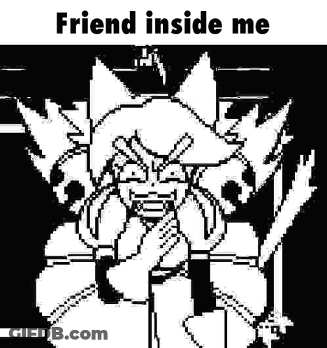 Black And White Cartoon With Friend Inside Me GIF