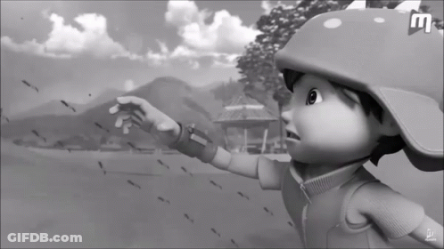 Black And White Cartoon With Letter M GIF
