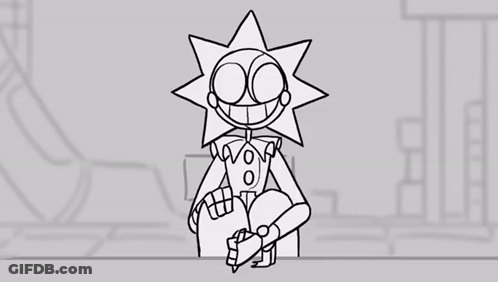 Black And White Cartoon With Star On Head Holding Microphone GIF