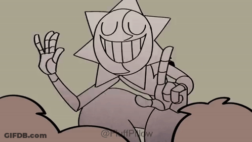 Black And White Cartoon With Sun On Face GIF