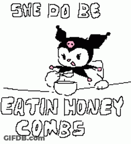 Black And White Cat Eating Honeycombs GIF
