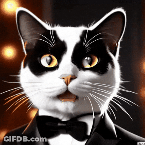 Black And White Cat Piano With Bowtie GIF