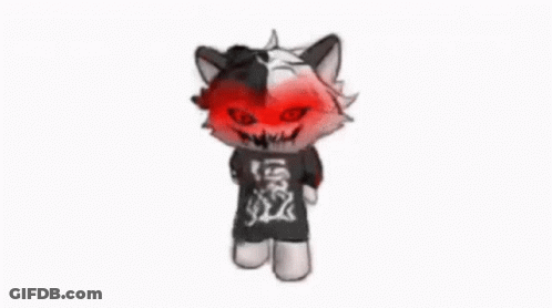 Black And White Cat With Red Eyes And Skull Shirt Dancing GIF