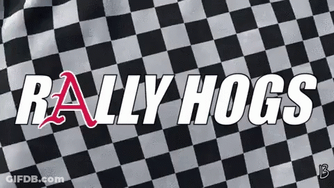 Black And White Checkered Flag With Rally Hogs GIF