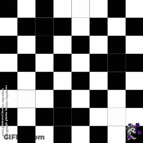 Black And White Chess Board With Purple Crown GIF