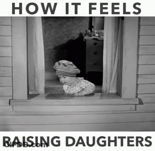 Black And White Child Looking Out Window How It Feels Raising Daughters GIF