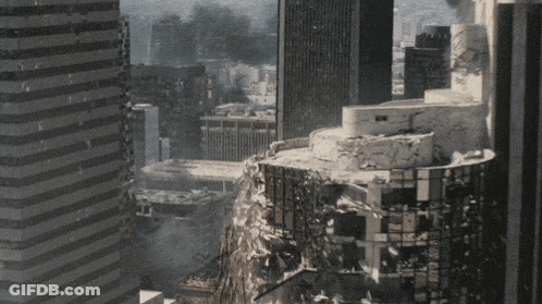 Black And White City Buildings Demolished GIF