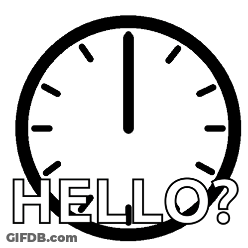 Black And White Clock Saying Hello GIF