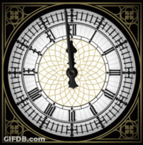 Black And White Clock With Roman Numerals GIF