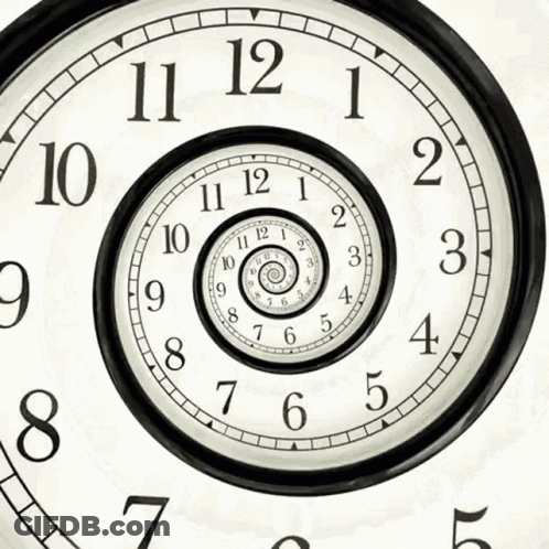 Black And White Clock With Spiral GIF
