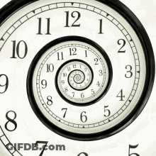 Black And White Clock With Spiral GIF
