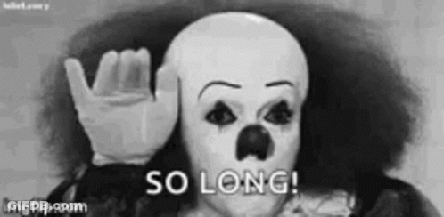 Black And White Clown Making Hand Gesture Saying So Long GIF