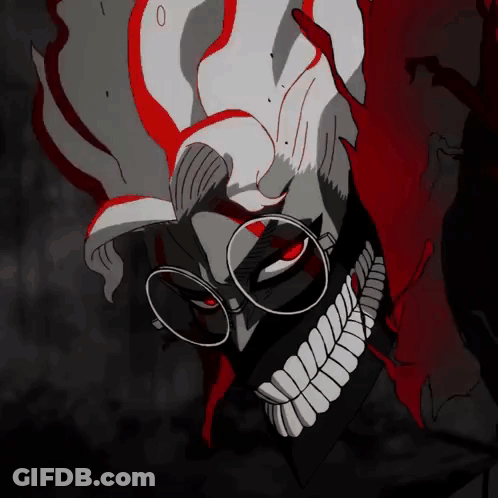 Black And White Clown With Glasses And Red Eyes GIF