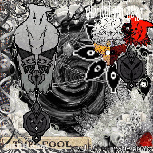 Black And White Collage Saying The Fool GIF