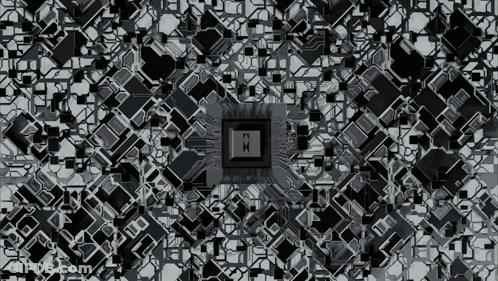 Black And White Computer Chip With Letter X GIF