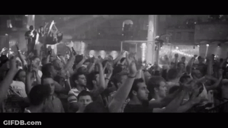 Black And White Concert Mosh Pit Action GIF