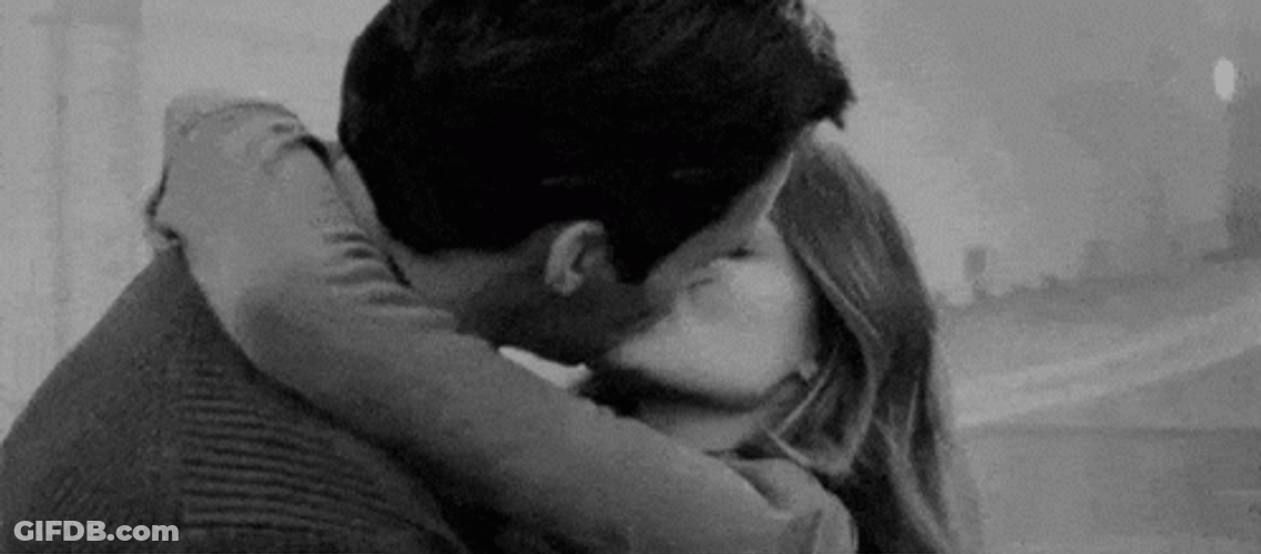 Black And White Couple Big Kiss GIF